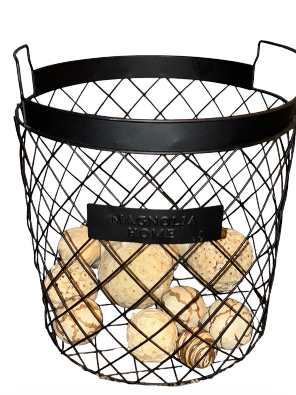 Magnolia Home Black Wire Basket. Spheres are not included.